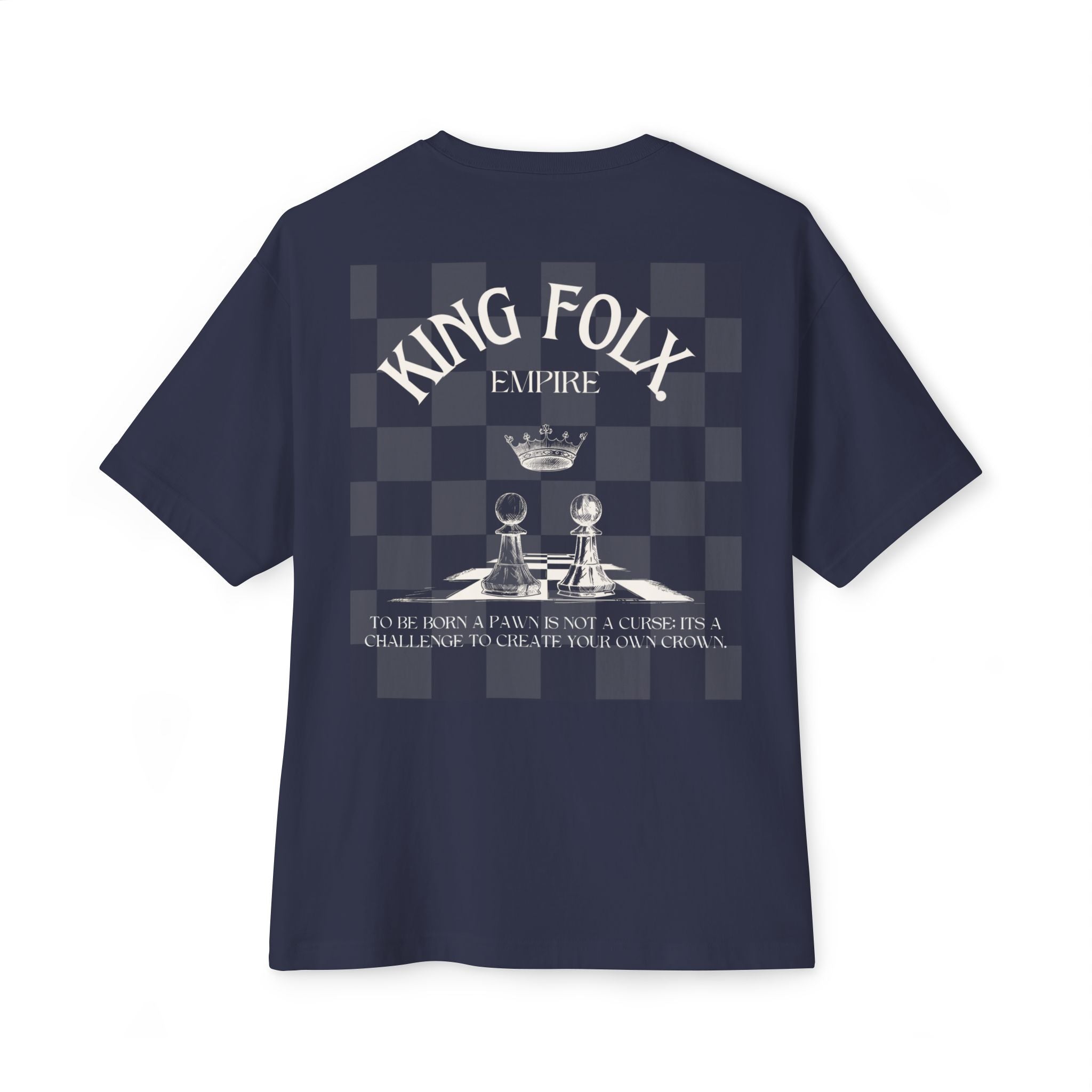 "PAWNS TO KINGS White Print" Unisex Oversized Boxy Tee Comfortable Streetwear, Graphic T-Shirt