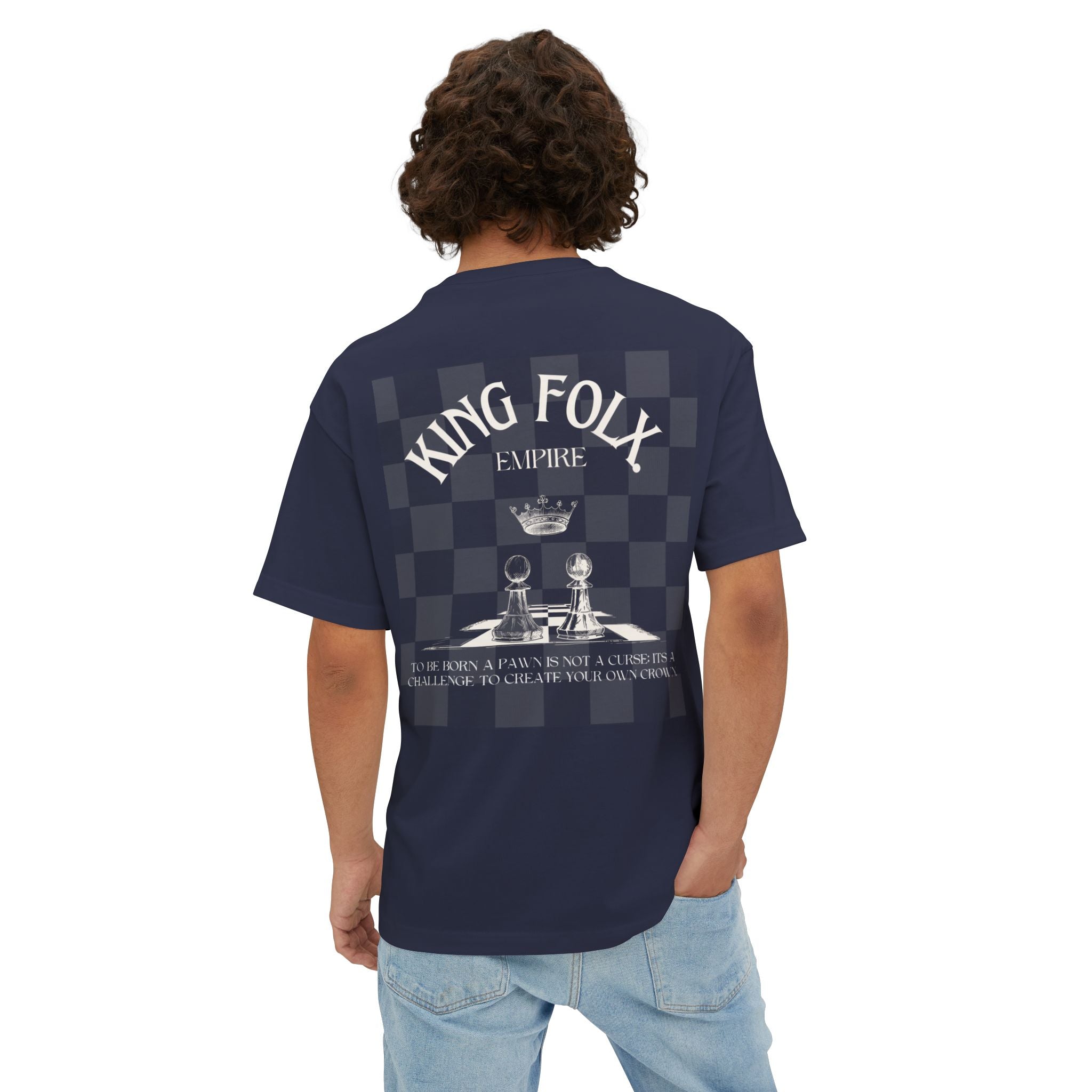 "PAWNS TO KINGS White Print" Unisex Oversized Boxy Tee Comfortable Streetwear, Graphic T-Shirt