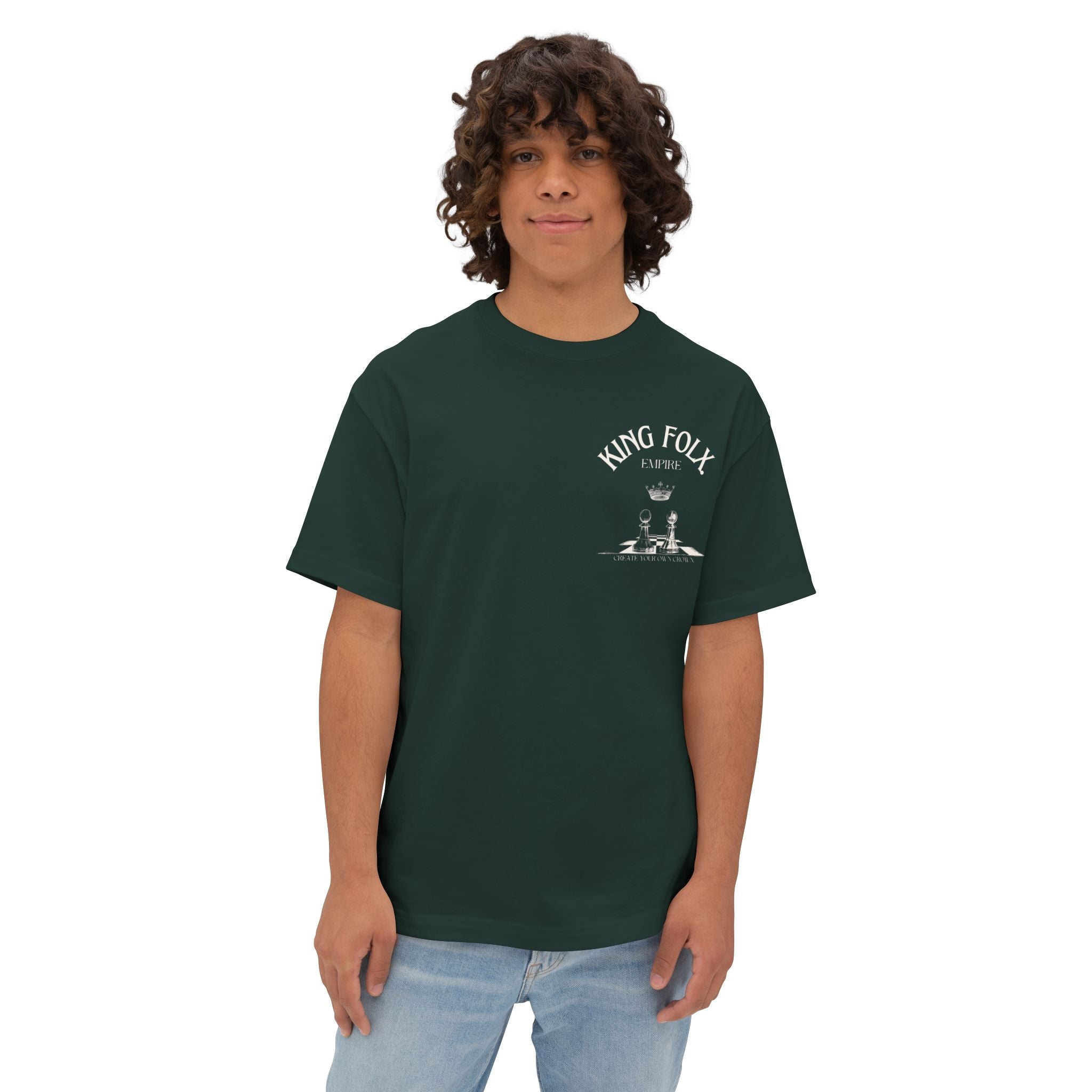 "PAWNS TO KINGS White Print" Unisex Oversized Boxy Tee Comfortable Streetwear, Graphic T-Shirt