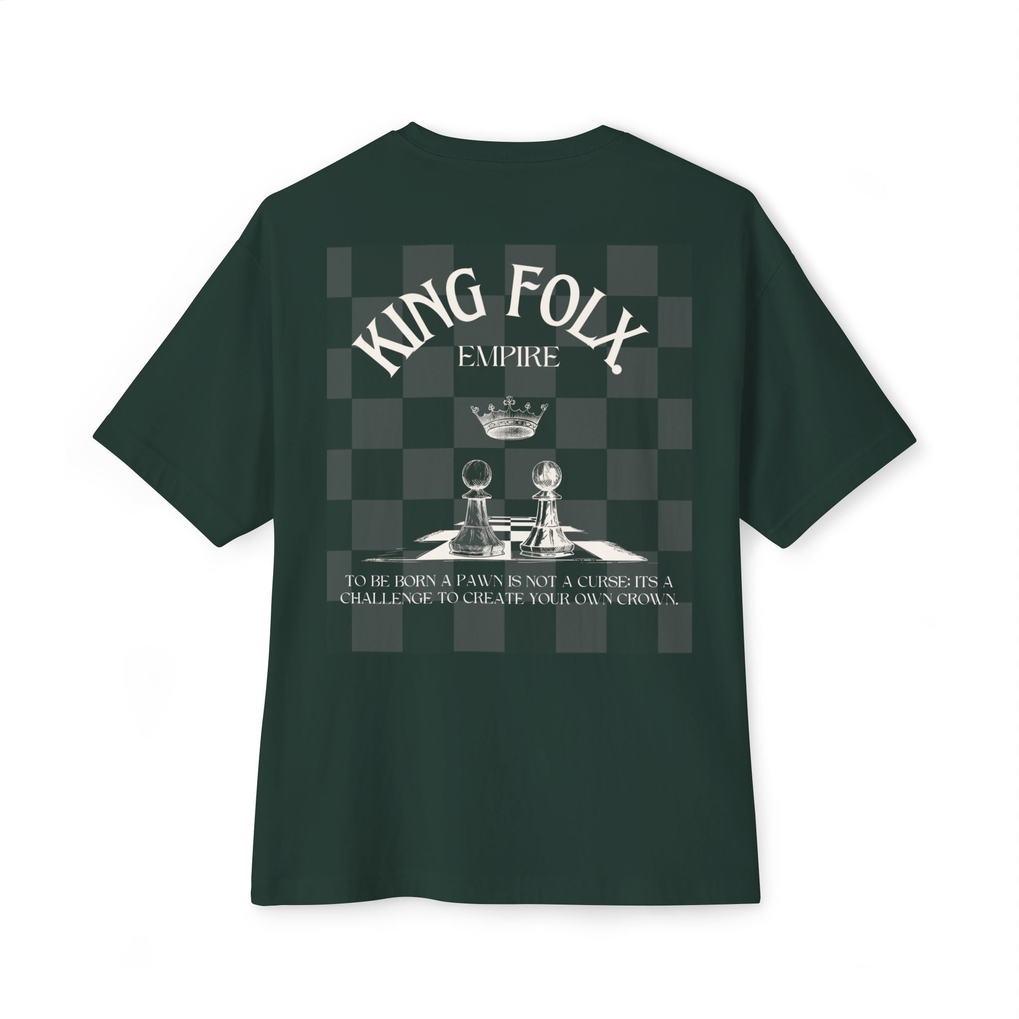 "PAWNS TO KINGS White Print" Unisex Oversized Boxy Tee Comfortable Streetwear, Graphic T-Shirt