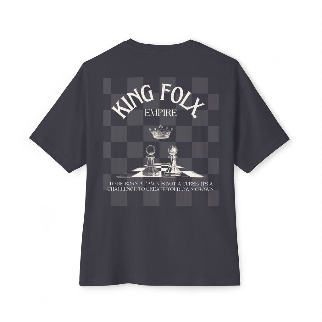 "PAWNS TO KINGS White Print" Unisex Oversized Boxy Tee Comfortable Streetwear, Graphic T-Shirt