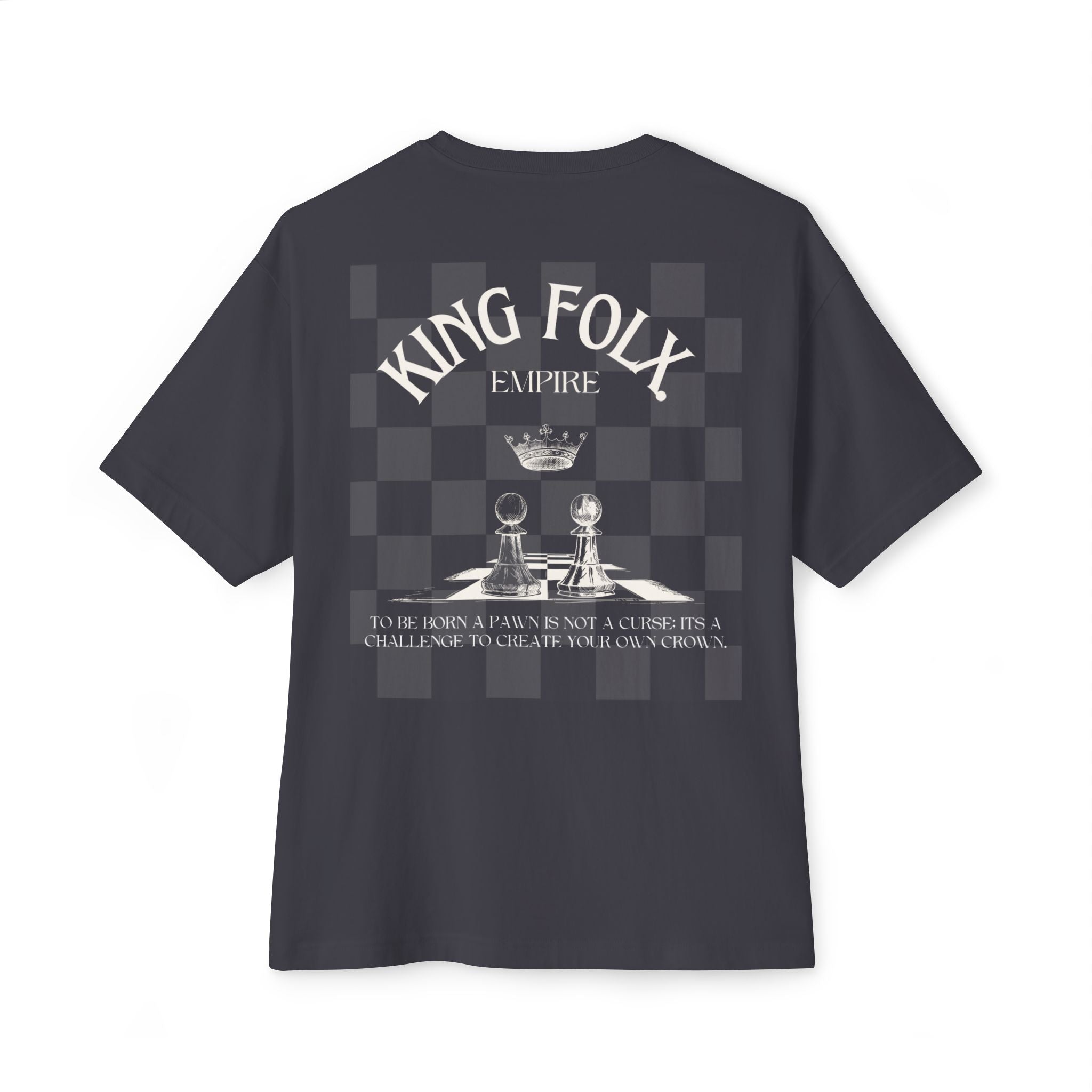 "PAWNS TO KINGS White Print" Unisex Oversized Boxy Tee Comfortable Streetwear, Graphic T-Shirt
