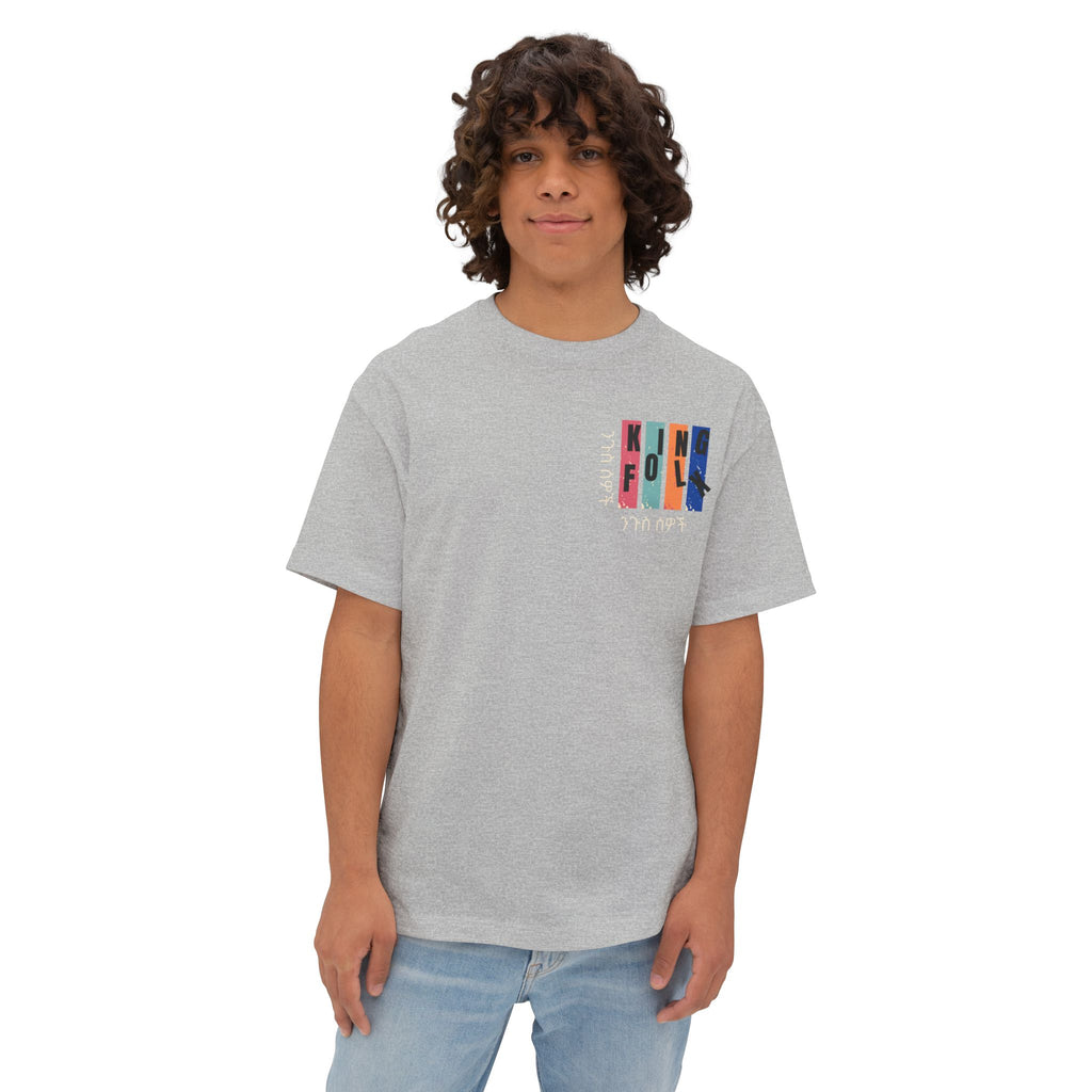 "KING PEOPLE White Print" Unisex Oversized Boxy Tee Comfortable Streetwear, Graphic T-Shirt