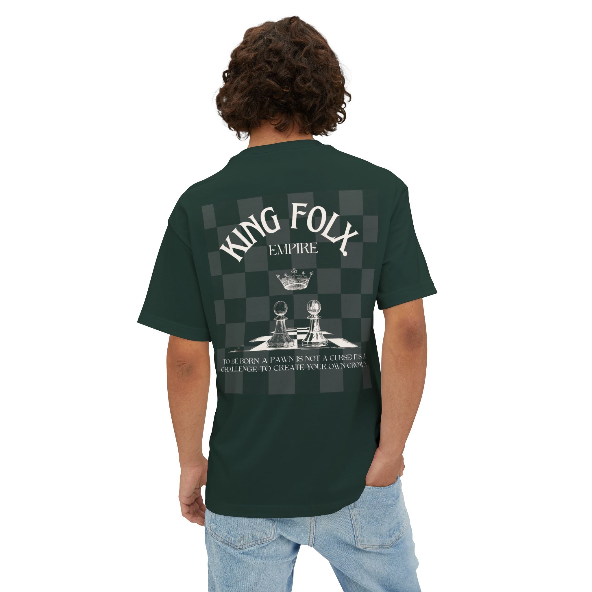 "PAWNS TO KINGS White Print" Unisex Oversized Boxy Tee Comfortable Streetwear, Graphic T-Shirt