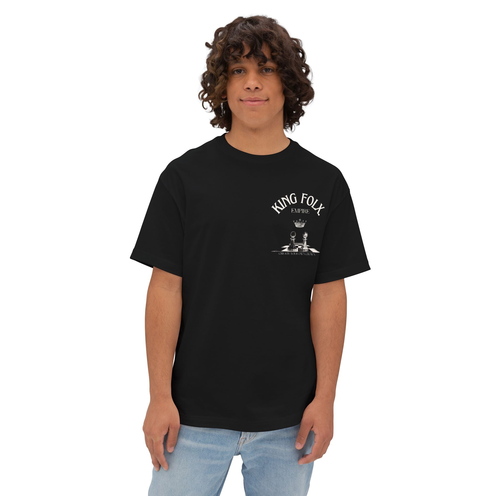 "PAWNS TO KINGS White Print" Unisex Oversized Boxy Tee Comfortable Streetwear, Graphic T-Shirt