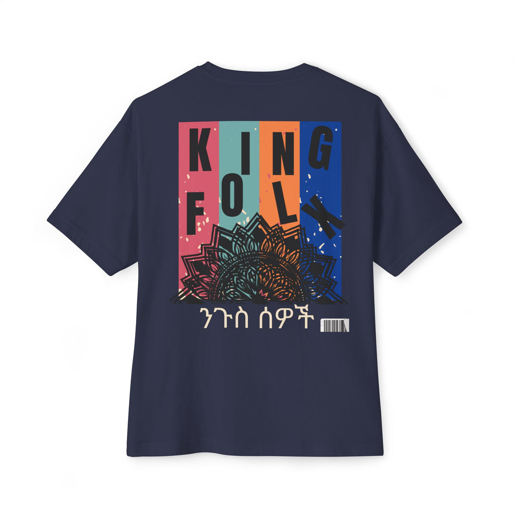 "KING PEOPLE White Print" Unisex Oversized Boxy Tee Comfortable Streetwear, Graphic T-Shirt