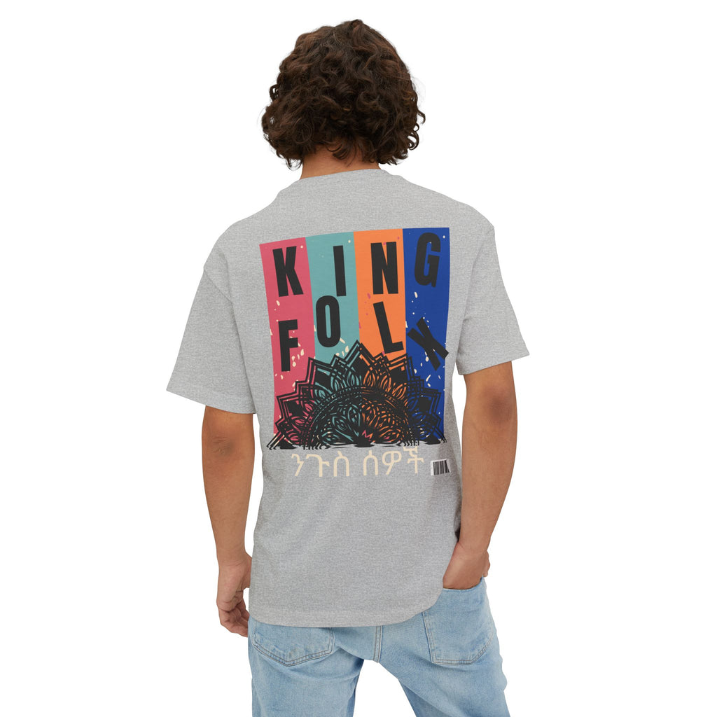 "KING PEOPLE White Print" Unisex Oversized Boxy Tee Comfortable Streetwear, Graphic T-Shirt