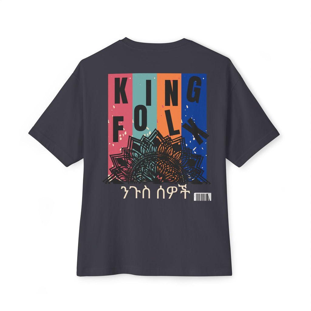 "KING PEOPLE White Print" Unisex Oversized Boxy Tee Comfortable Streetwear, Graphic T-Shirt