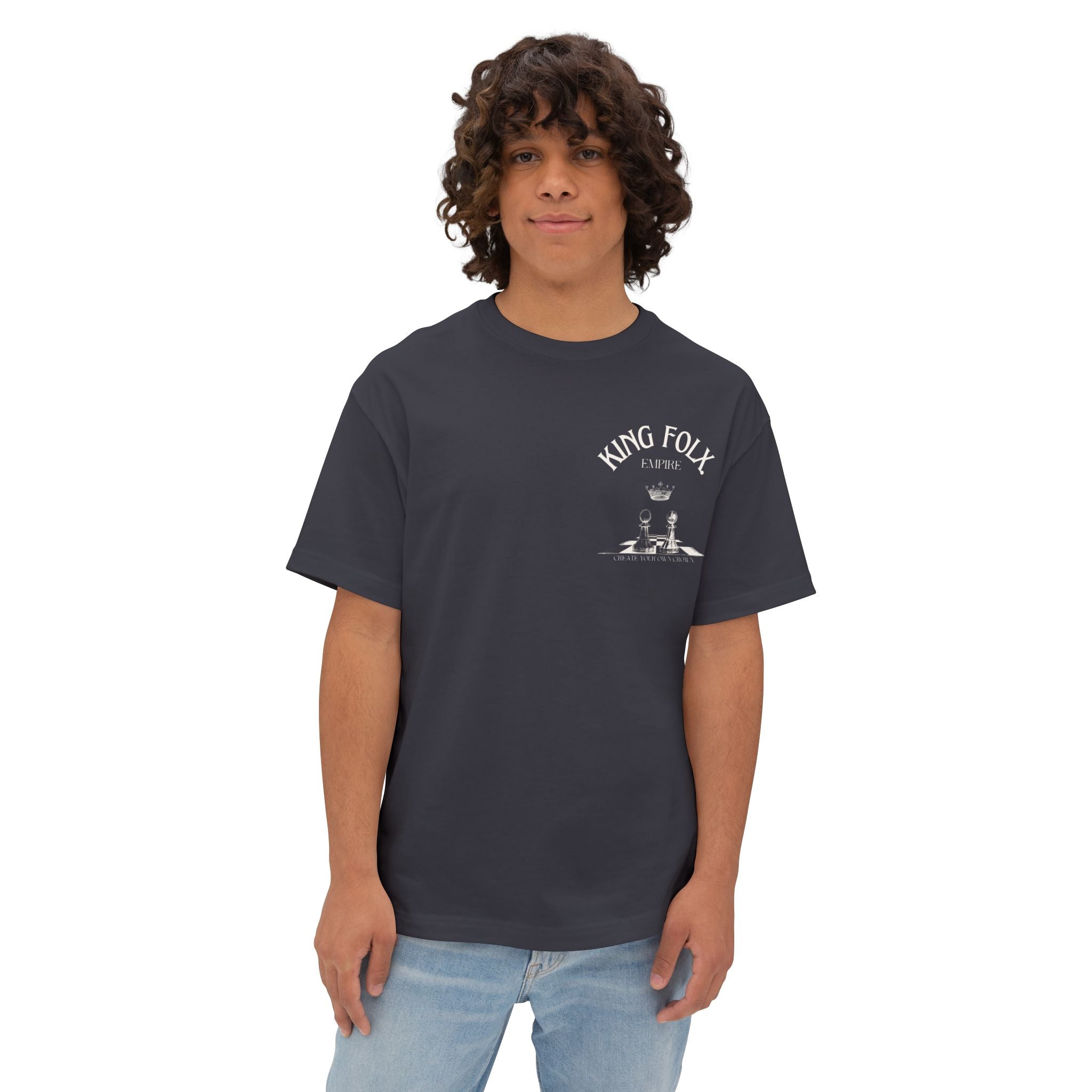 "PAWNS TO KINGS White Print" Unisex Oversized Boxy Tee Comfortable Streetwear, Graphic T-Shirt