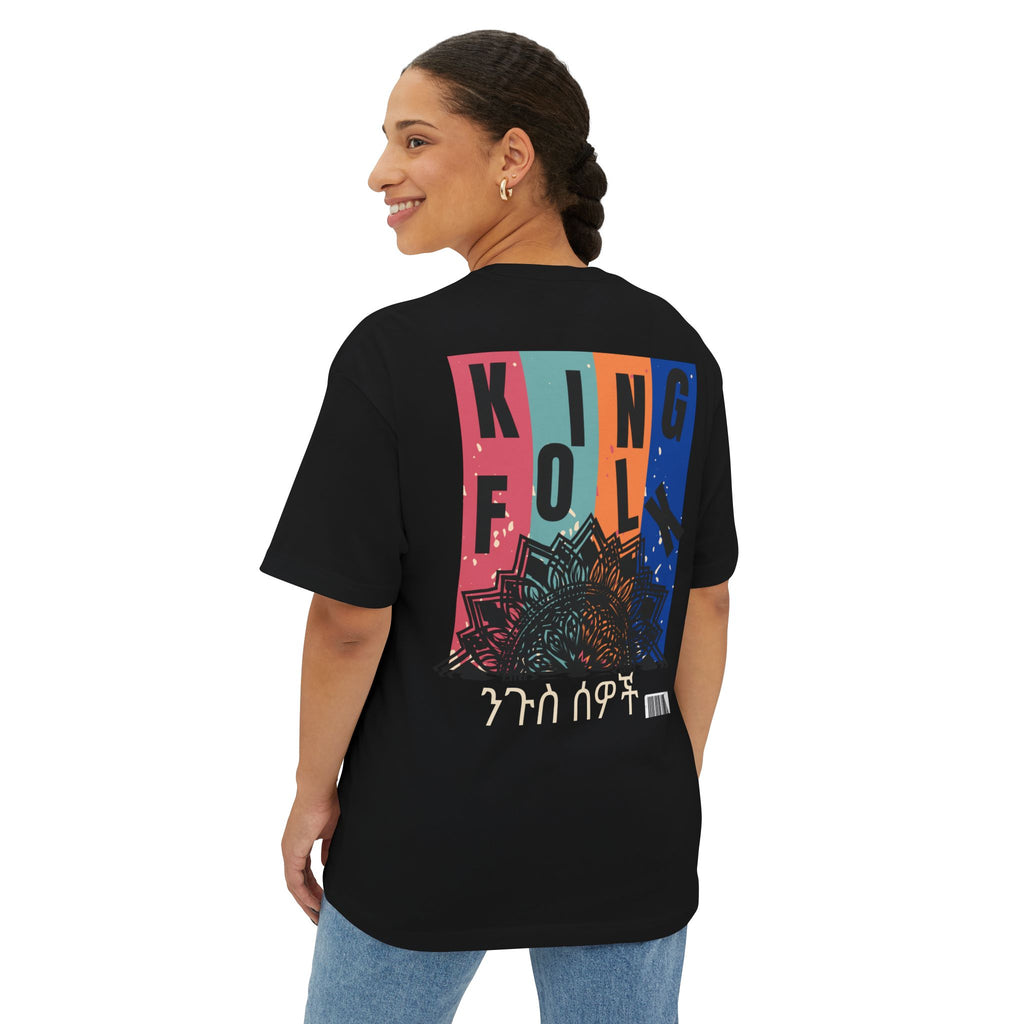 "KING PEOPLE White Print" Unisex Oversized Boxy Tee Comfortable Streetwear, Graphic T-Shirt